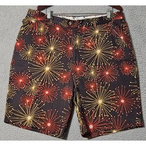 Royal And‎ Awesome Mens Shorts Black Red Yellow Kaboom Fireworks Golf Size 40